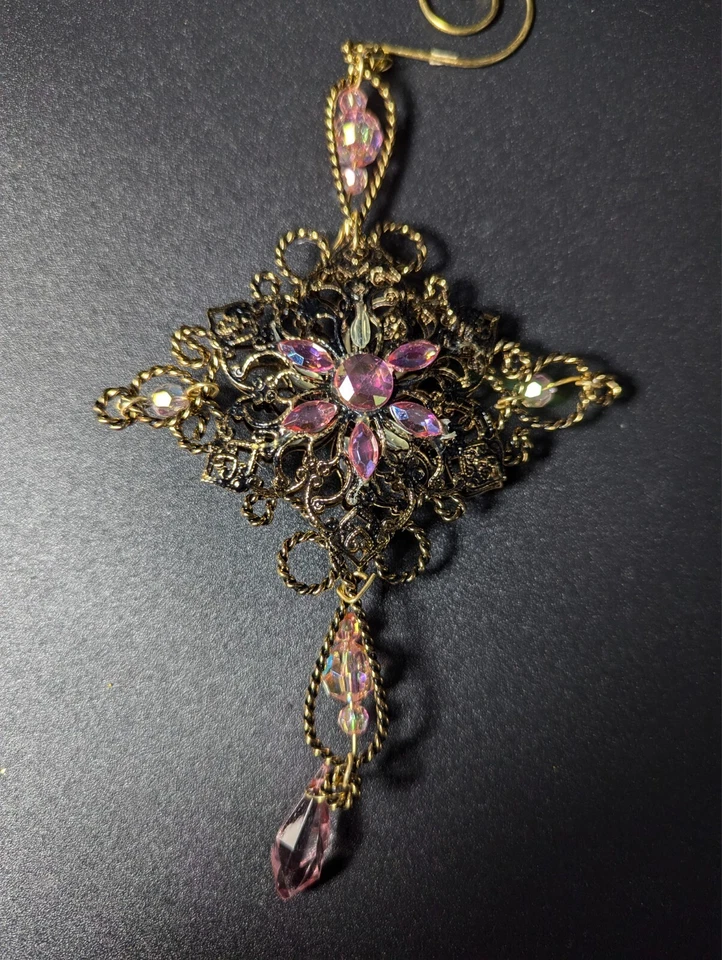 (5) COLECCIÓN KATHERINE CUENTAS ORNAMENTADAS 6" ADORNOS COLGANTES, ROSAS Y AZULES Foto 3 de 4