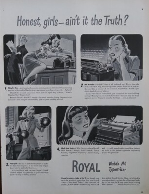 1944 Vintage Royal Typewriter Portable Workplace Print Ad
