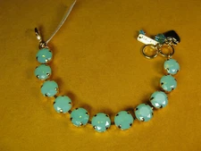 MARIANA BRACELET SWAROVSKI CRYSTALS TENNIS Yellow Gold PL Green Aqua Christmas