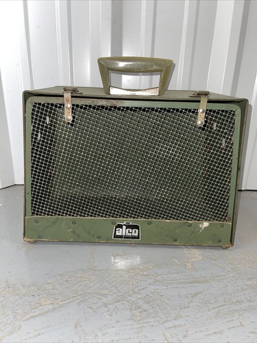 Pet Carrier Vintage ALCO 1950's Green Vents 16”x13"x9” Small Dog Cat Portable