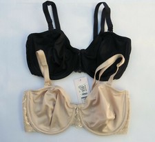 M & S 2 PACK STRAPLESS BALCONY BRAS LOUISA  LACE NON PADDED BLACK/ BEIGE 