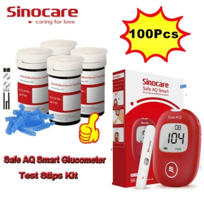 SINOCARE SAQ Blutzuckermessgerät (mg/dL) Set mit 100 Blutzuckerteststreifen