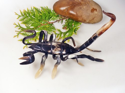 Figura de cuerno real escorpio pieza de colección única escultura de animales longitud 26 cm - Imagen 3 de 7