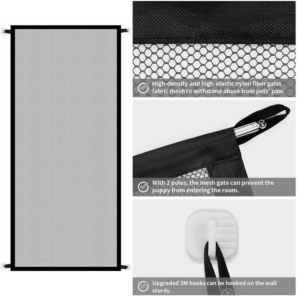 Bebé Mascotas Perro Gato Puerta de Seguridad Malla Cerca Hogar Cocina Red Protector Portátil Interior Foto 4 de 4