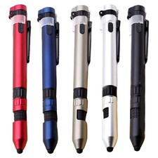 1x 6 In 1 Multitool Tech Tool Pen With Compass Screwdriver Led Light For Camping