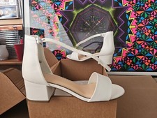 Sugar Womens Size 8 Noelle "WHITE" Heel Open Toe Ankle Strap Shoes TRL8