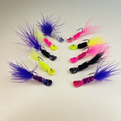 YOUNG BUCK LURES 1/32oz ''SLAB DADDY'' wobble handtied crappie panfish jig head.