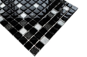 Luxus Glasmosaikfliesen Effekt Schwarz Mit Glitzer Glanzend Hochglanz Cristal 8 Ebay