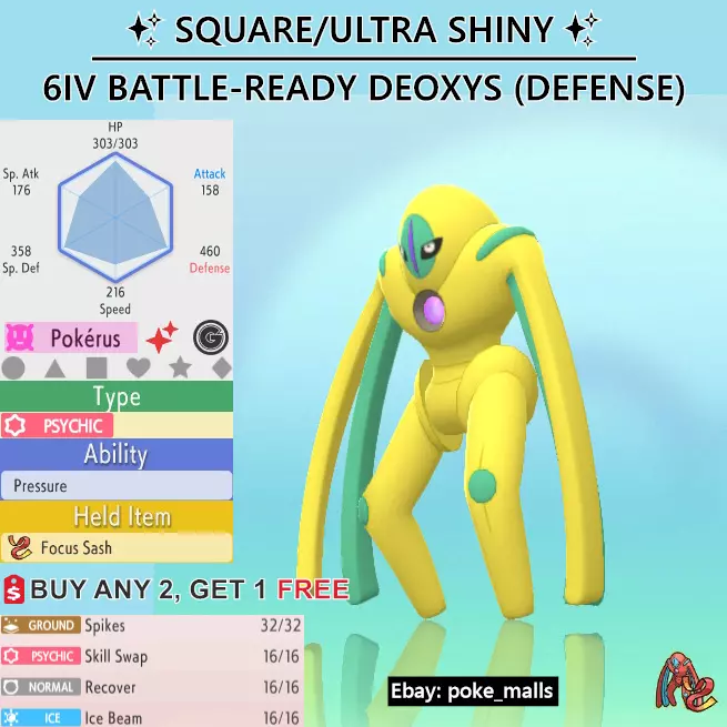 Deoxys Shiny ✨ 6 IV Unreleased Pokémon Diamond Pearl Attack Defense Speed  Form