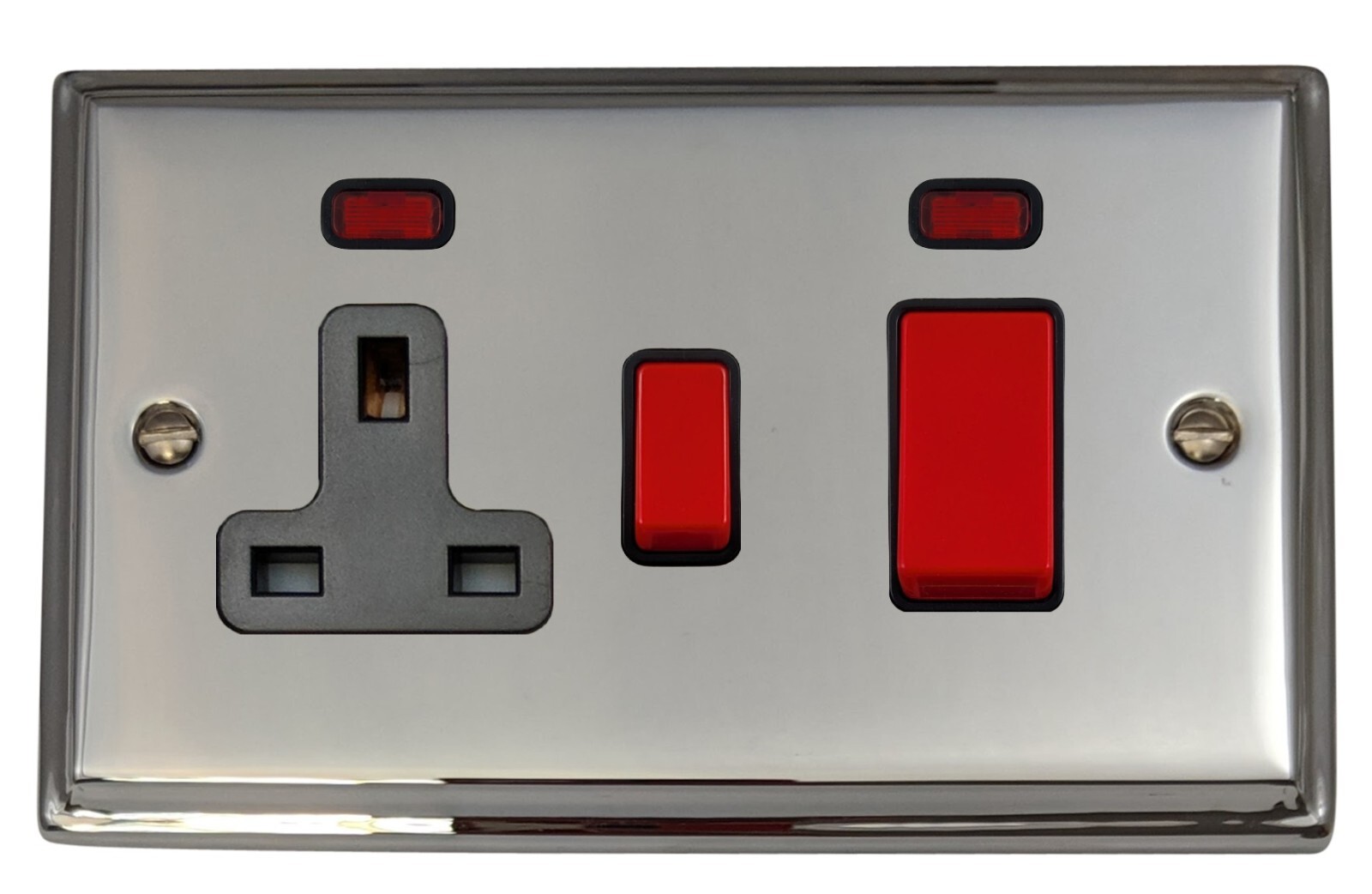 G&H DC29B Deco Plate Polished Chrome 45 Amp DP Cooker Switch & 13A Socket