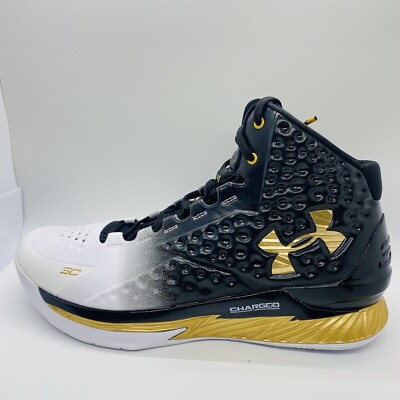 Under Armour Curry 1 MVP Basketball Shoes Black Gold Mens Size:11