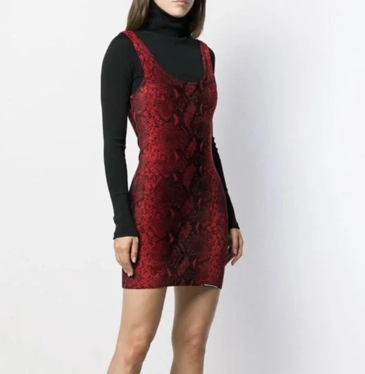 Mini abito rosso xs ALEXANDER WANG stampa pelle di serpente us intime ottimeioni