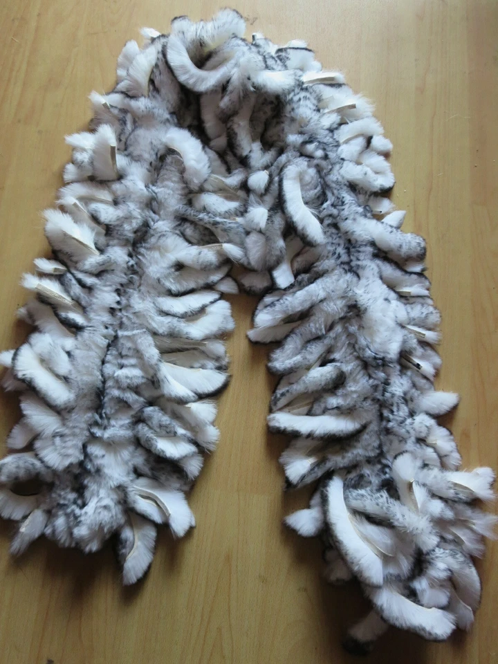 Bufanda de piel de conejo Rex real para mujer invierno cálido pañuelo cuello viaje al aire libre Foto 2 de 3