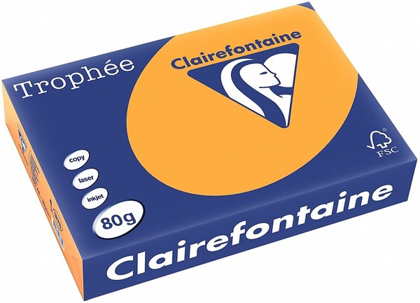 Clairefontaine Trophee Color 1878C Mandarine 80G A4 - 500 Blatt Farbiges Papier-image