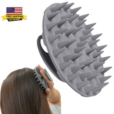 One-Piece Silicone Scalp Massager Shampoo Brush Hair Wash Scrubber, Gray