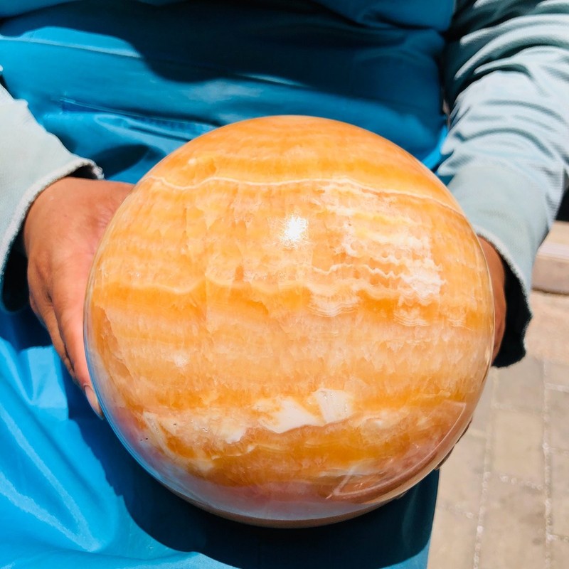 4620g Natural Yellow Calcite Sphere Quartz Crystal Polished Ball Reiki Healing