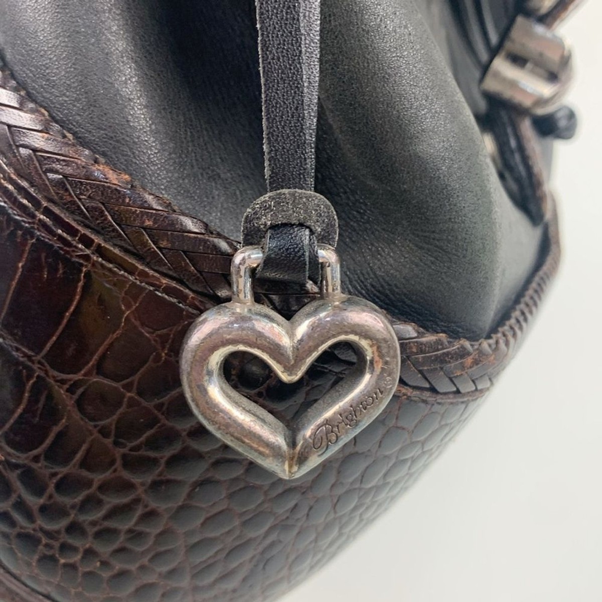 Vintage Brighton Black Brown Leather backpack Bag Silver  display picture 1