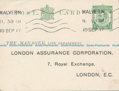 R040618 alte schriftliche Postkarte The Manager Life Department London Assurance Corporation