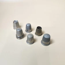 Vintage Metal Sewing Thimbles Lot of 6 Various Designs Collectible Sewing Tools