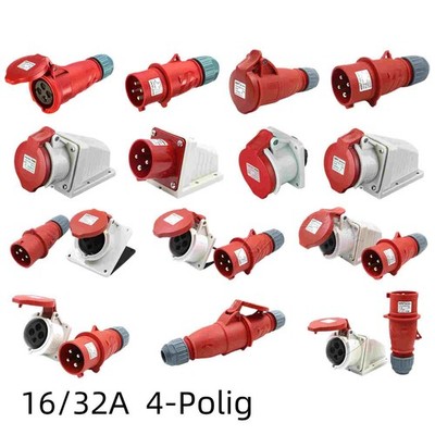 CEE Steckdose Kupplung 4-Polig Einbausteckdose Wandstecker Phasenwender 32A 16A
