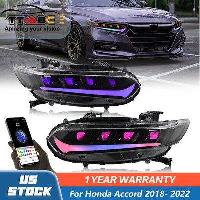 RGB Color LED Headlight For Honda Accord 10Th Gen 2018-2022 Front Lamps Assembly