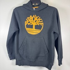 Timberland Boys M 10-12 Black Yellow Tree Logo Fleece Pullover Hoodie Outdoor