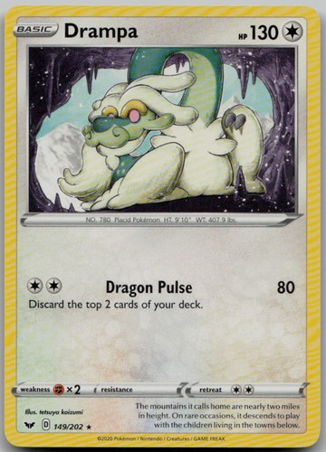 Drampa 149/202 Rare SWSH01: Sword & Shield Base Set LP Pokemon