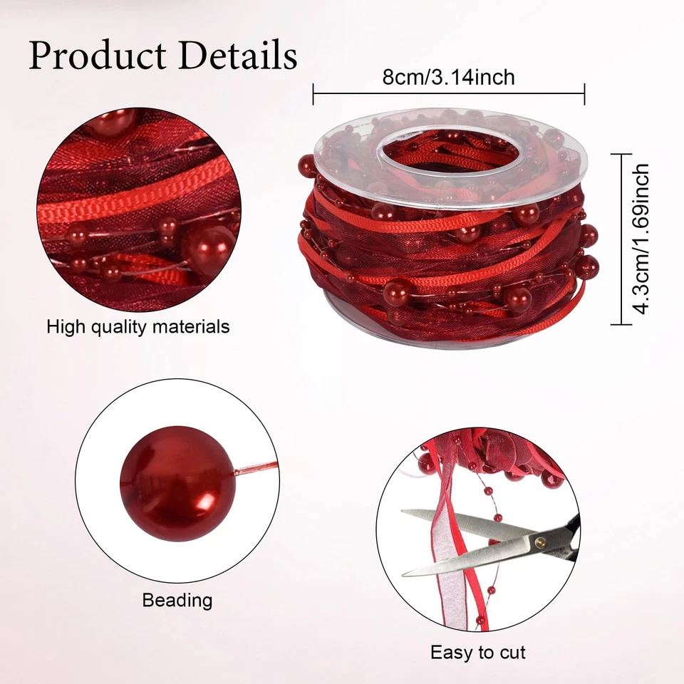 Dekoband Perlen 10m Für Hochzeit - Perlengirlande Weiß Perlenkette Deko Am Ba... - Bild 2 von 4