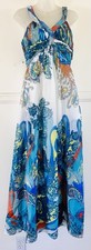 NWT New Aidan Mattox Shimmery Chiffon V-neck Sequin Trim Flowy Gown Maxi Dress 8