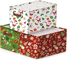 Canvas Laundry Basket with Handle Xmas Containers for Office Home Bedroom C