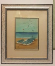 Amazing F.ALBIRI Hand-Painted on Cardboard with Frame....