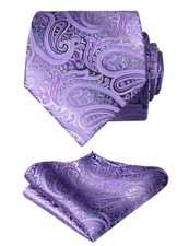 Paisley Men's Gradient Tie and Pocket Square Set, Lilac