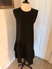 NWOT Cotton Sleeveless Dress with Ruffle in Black in Medium