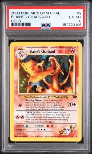 2000 POKEMON GYM CHALLENGE HOLO #2 BLAINE'S CHARIZARD PSA 6