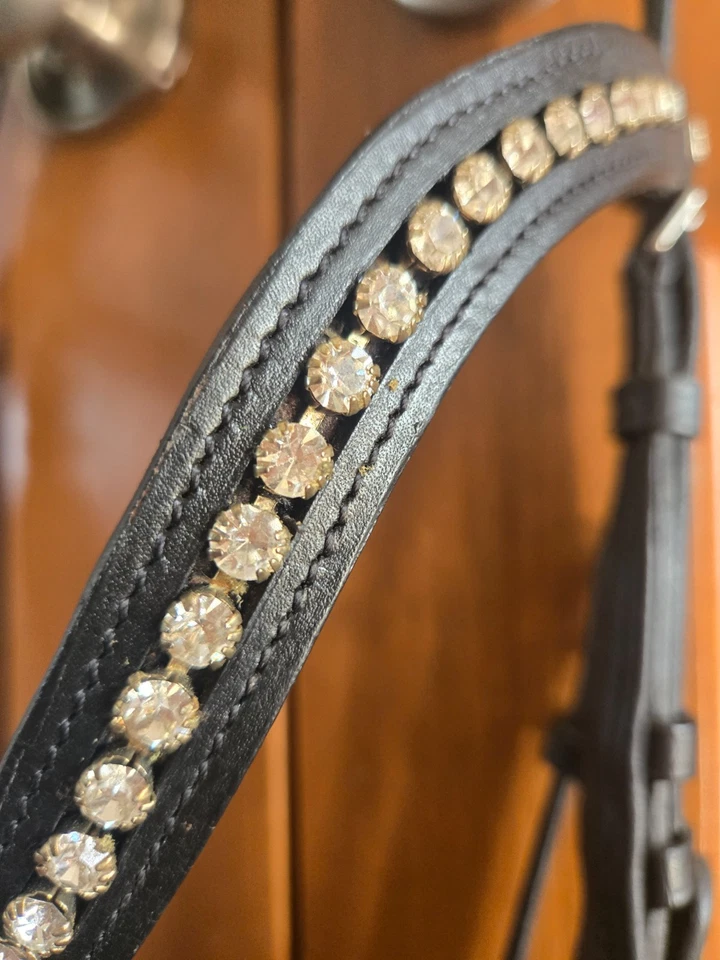 Horze dressage bridle, ergonomic, black with rhinestone browband - Image 3 of 4