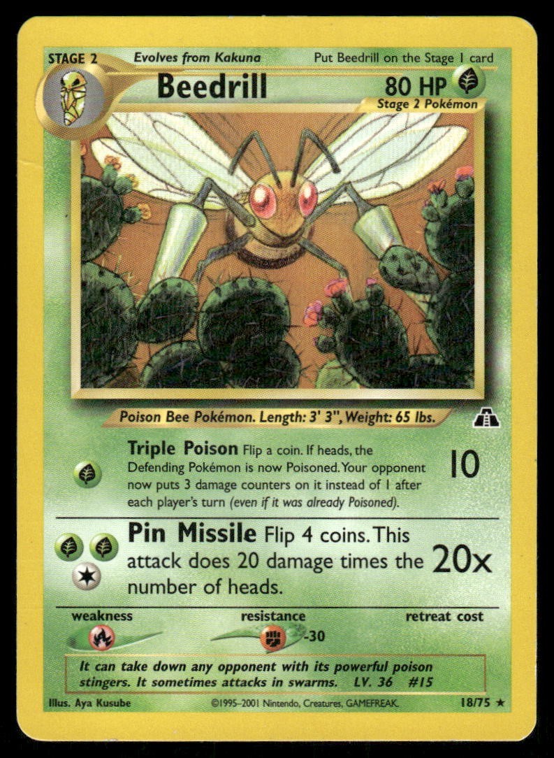 Pokemon Tcg Beedrill #18 Pokemon Neo Discovery LP