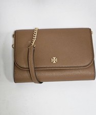 NWT Tory Burch Emerson Chain Wallet Leather Crossbody in Moose