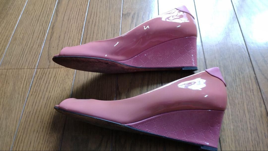 Gucci Open Toe Wedge Heel Pumps Shoes Pink Size 36.5 US About 6.5 For Women thumbnail 11
