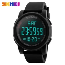 SKMEI Brand Men Watches LED Digital Alarm Rubber Watch Military Sport Wristwatch