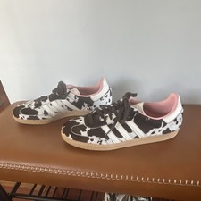 adidas Samba OG Cow Print Fur Sneakers Brown White Pink Low Top JR1256 Women