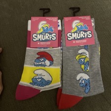 2 Pair Smurfs Socks New With Tags, Fits Woman Shoe Sizes 6-9.5
