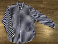 Ralph Lauren Mens Dress Shirt Size 17 XL Classic Fit Blue White D32
