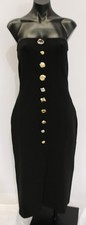 Mango Women's Strapless Jewel Button Midi Dress NC3 Black Medium (US 6)