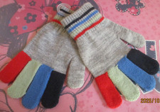 Strickhandschuhe grau bunt gr 6-10 jahre neu