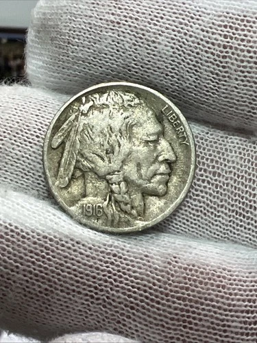 1916 D Full Horn Higher Grade VF/XF Buffalo Nickel -  Better Date US Coin!