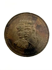 1902 Coronation Medal Edward VII Queen Alexandra 38mm Bronze British Lion Unicor