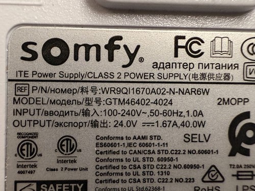 Somfy 24V DC Plug-in Power Supply with Cable Wire Terminals For Wired Shade - Picture 5 of 8