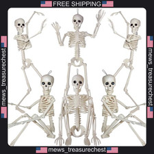 Halloween Skeleton Decorations 16-inch Full Body, Movable Joints Set of 6