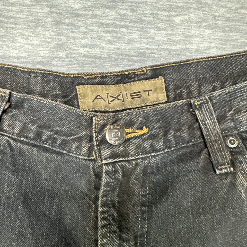 Мужские джинсы Axist 34x32 черная джинсовая ткань прямые штанины мешковатые винтажные Y2K - Изображение 4 из 4
