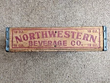 Vtg. Northwestern Beverage Co. 1/2 Quarts, Wood Crate Chicago Great Graphics 